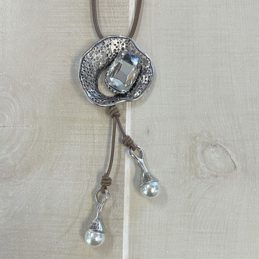 Artisan Silver and Pearl Drop Necklace